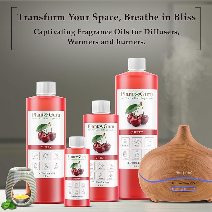 Cherry Fragrance Oil 8 fl. oz. Scented Oil for DIY Soap Making, Candles, Bath Bombs, Body Butters. Used in Aromatherapy Diffusers, Burners and Warmers. Great Addition to Lotions and Creams.