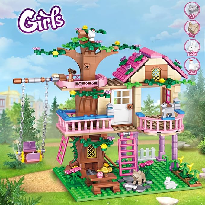 Treehouse Building Blocks Set – 504+ PCS, Adventure-Themed Playset for Collector， Compatible with Lego, Gift-Giving Favorite，Come with 3 Minifigures