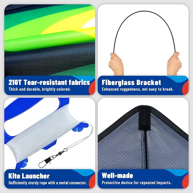 SGftre Delta Kite Easy to Fly,Single Line String with Tail for Beach Flying Kites for Kids and Adults Kites Outdoor Trip Park Family Game (Skyward Prairie 3-Piece Set)