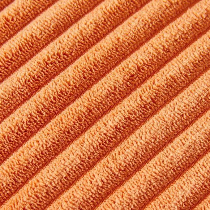 Fancy Homi Pack of 2 Burnt Orange Decorative Throw Pillow Covers with Pom-poms 26x26 Inch, Soft Corduroy Solid Square Cushion Case for Couch Sofa Bedroom Car Living Room, Fall Decor