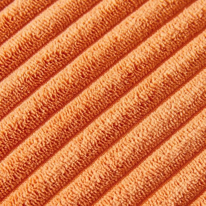 Fancy Homi 2 Pack Burnt Orange Small Decorative Throw Pillow Covers 14x14 Inch with Pom-poms for Couch Bedroom Living Room, Soft Corduroy Solid Rectangle Cushion Case 35x35 cm, Boho Fall Home Decor