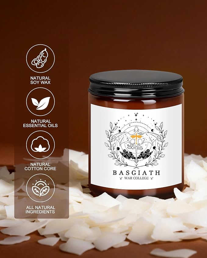 4th Wing Gift Basgiath War College Bookish 7 oz Lavender Scented Candle Relaxation Gifts Book Lover Gift Fantasy & Literature Inspired Scented Jar Candle (Candle-Basgiath War)