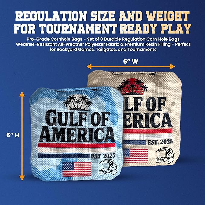 Cornhole365 - Stick & Slide - Professional Corn Hole Bag - Heavy-Duty Double-Stitched Polyester Fabric & Resin Filling for All-Weather - Versatile Regulation Size Cornhole Bean Bags - Set of 8