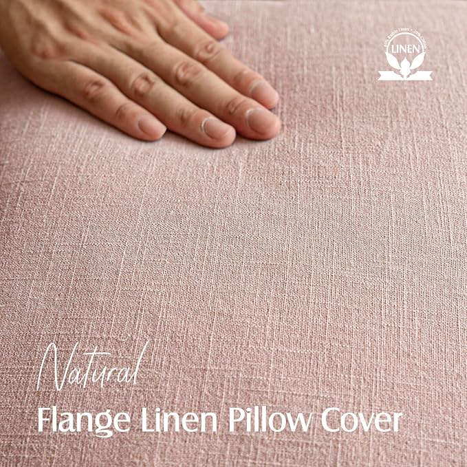 Foindtower Pack of 2, Decorative Linen Solid Throw Pillow Covers Soft Accent Cushion Case Boho Farmhouse Pillowcase for Bed Chair Couch Sofa Bedroom Living Room Home Decor 24 x 24 Inch Light Pink