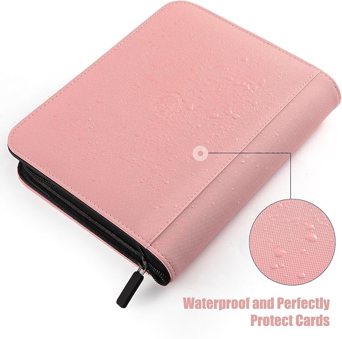 Card Binder 4 Pocket with Zipper, 288 Pockets Trading Card Holder Book, Premium PU Cover Zip Folder Binder, Side Loading Carrying Case Binder Album for TCG, MTG, Sports Cards, Game Cards