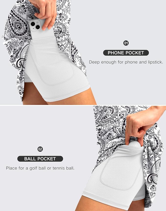 Women's 18" Skorts with 4 Side Pockets High Waisted Long Golf Skirt | Soft, Lightweight, Stretch, Breathable, Mesh Built-in Shorts, Athletic, Tennis, Dressy, Casual