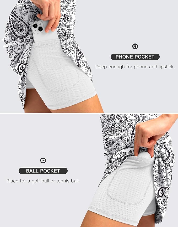 Women's 18" Skorts with 4 Side Pockets High Waisted Long Golf Skirt | Soft, Lightweight, Stretch, Breathable, Mesh Built-in Shorts, Athletic, Tennis, Dressy, Casual