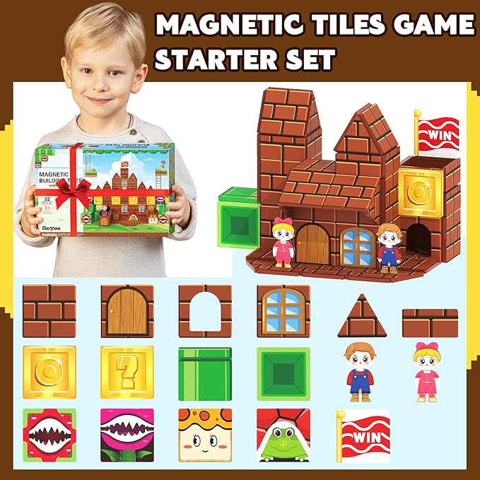 Magnetic Tiles Toddler Kids Toys Construction Building Blocks for Kids 3+ Toddler Kids Preschool Learning Toys for Boys Girls
