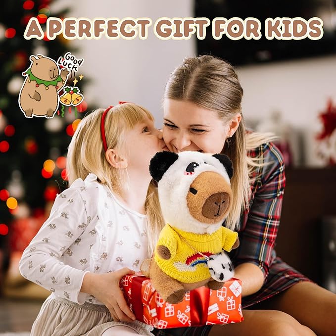 Capybara Plush with 10 Pcs Clothes & Accessories,Christmas Stuffed Animals, 10.2 in Cute Capybara Plush Toys,Birthday Gifts&Dress Up Cute Plushies for Boys/Girls (Summer-A)
