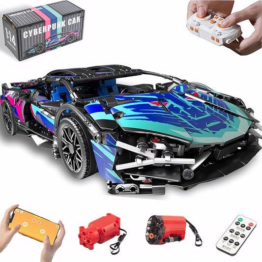 1280-piece RC Car Model Kit with Dual-Mode Play - Build a Remote Control Car, Featuring Scissor Doors and Functional Hood for STEM-savvy Teens and Hobbyists