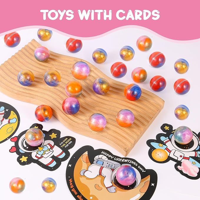 28 Pack Valentines Day Cards for Kids School with Galaxy Slime Stress Relief Fidget Toys - Classroom Valentines Gifts for Kids, School Classroom Exchange, Class Party Favors