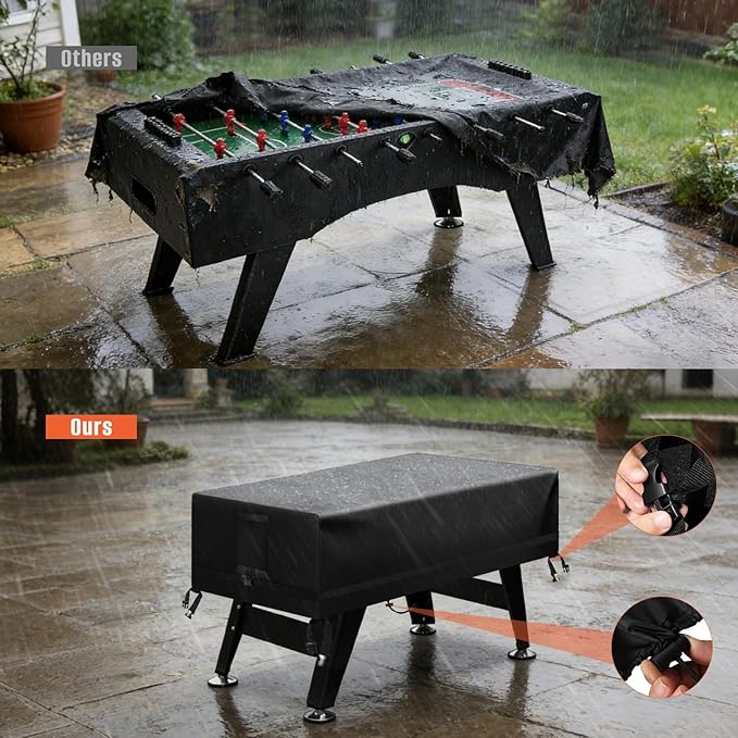 Kovshuiwe Foosball Table Cover Outdoor Waterproof Soccer Table Cover Heavy Duty Rectangular Patio Football Game 58"x52"x30"(LxWxH )