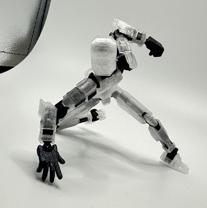 3D Printed 5.54-inch Multi-Jointed Action Figures Dummy13, Full Body Mechanical Movable Toy, Multiple Accessories, Hand Painted Figure, Desk Decoration, Creative Gifts (Transparent)