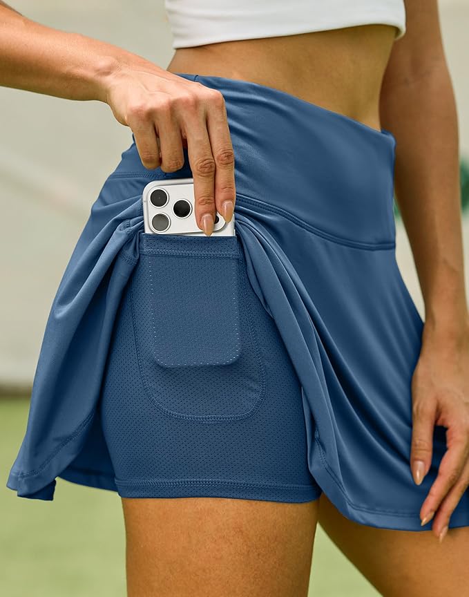 Pleated Tennis Skirt with 4 Pockets | 14", 3.5" High Waisted, Soft, Lightweight, Mesh Built-in Shorts, Dressy, Casual, Athletic, Golf, Skort for Women