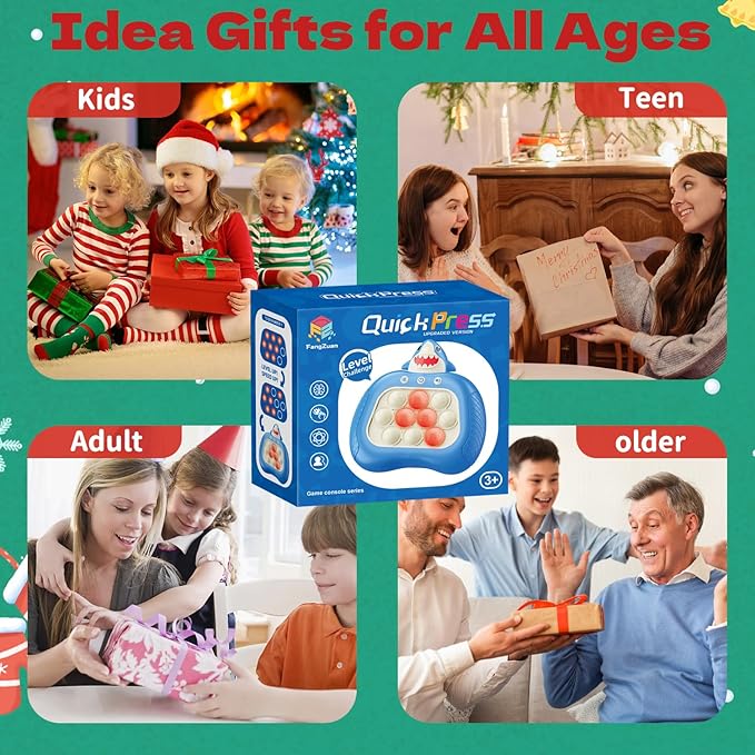 Pop Fidget Game Toys for Christmas, Santa Claus Light Up Fidget Toy Electric Pop Bubble Game Controller Handheld Puzzle Game Sensory Toys for Kids Christmas 2025 Gifts for Kids