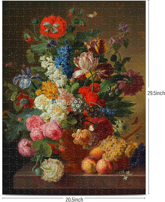 Antelope - 1000 Piece Puzzles for Adults - Vase Flower Grapes Peaches Jigsaw Puzzle 1000 Pieces, Jan Frans Van Dael Officially Licensed, High Resolution, No Dust Classic Artistic Puzzle