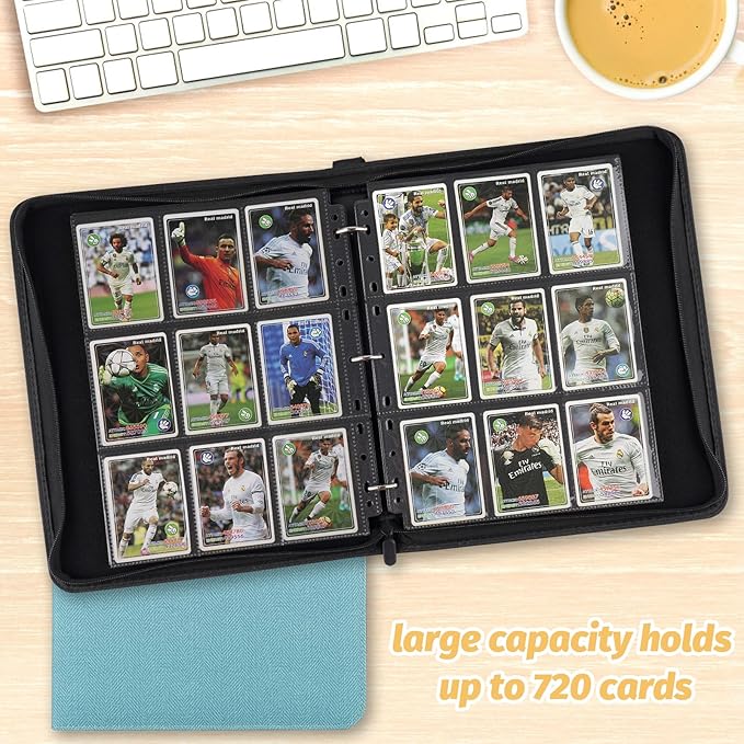 GERMUN 9 Pocket Card Binder, Premium Zip Trading Card Binder, 720 Double Sided Pocket PU Card Collection Binder, Collector Card Album, Card Folder for MTG, TCG, Sports Cards, Game Cards (Lake Blue)