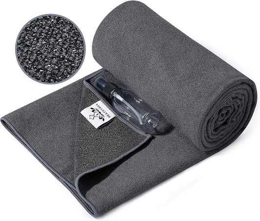 Heathyoga Yoga Mat Towel Non Slip for Hot Yoga Towel with Silicone Grip & Free Spray Bottle, 72"X26" Extra Large Microfiber Yoga Towel for Bikram, Pilates, Fitness