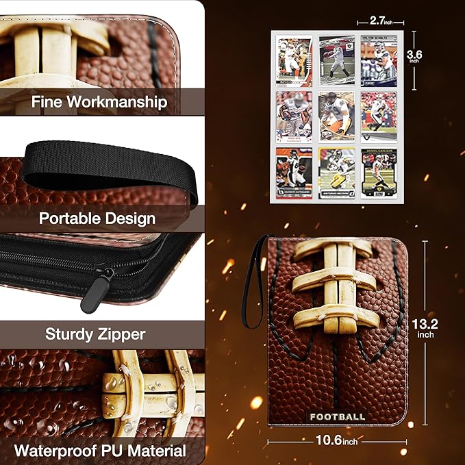 RONMONG Football Card Binder,2025-2026 Sports Trading Card with Sleeves Holder Album,990 Pockets Rugby Card Holder Sheets Display Storage Protectors for Collectors Boys and Girls Gift
