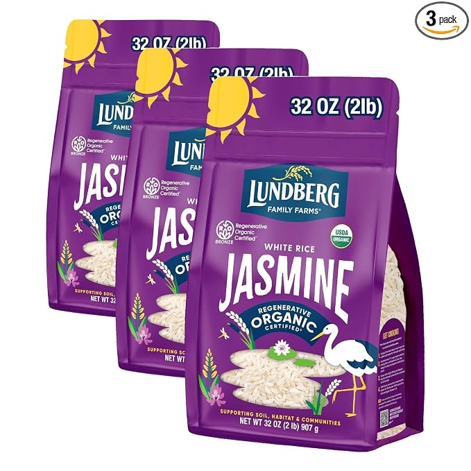 Lundberg Family Farms Organic Jasmine Rice,California White,32 Ounce,(Pack of 3)