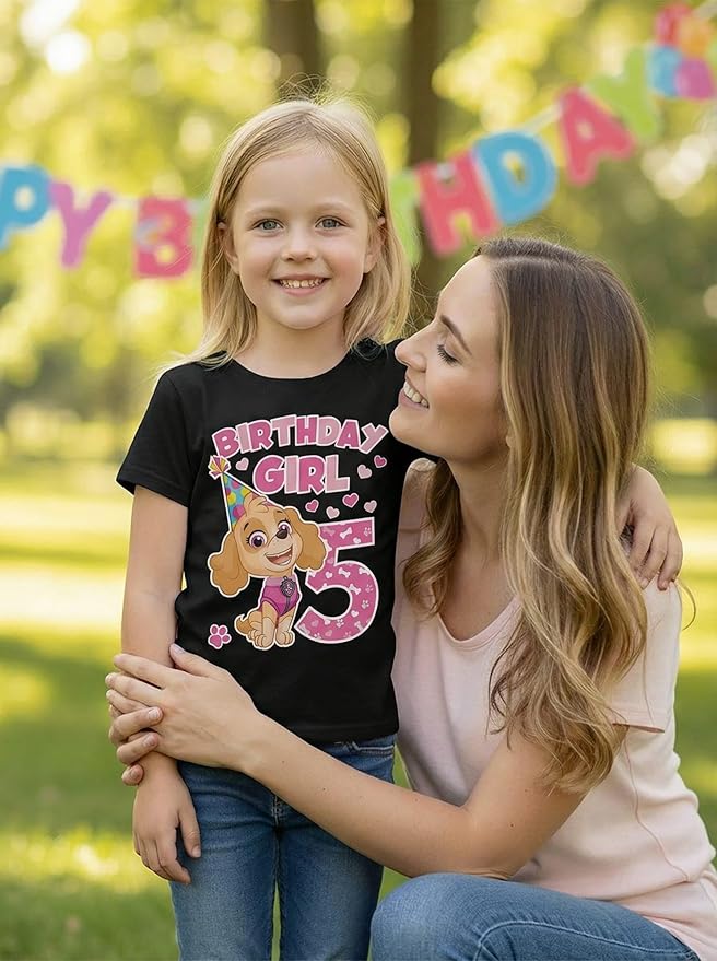 Skye Paw Patrol 4th Birthday Girl Shirt for 4 Year Old Girls - Pup-Themed Party Toddler T-Shirt