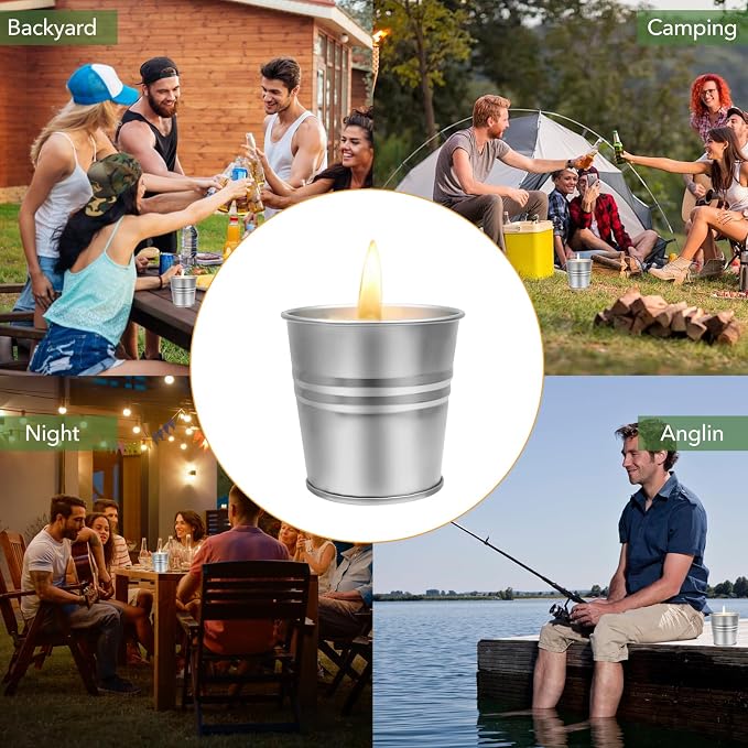 Citronella Candles Outdoor, 8 Pack Soy Wax Candles for Patio & Camping | Portable metal tins, cotton wick, clean burning, ideal for backyard and garden