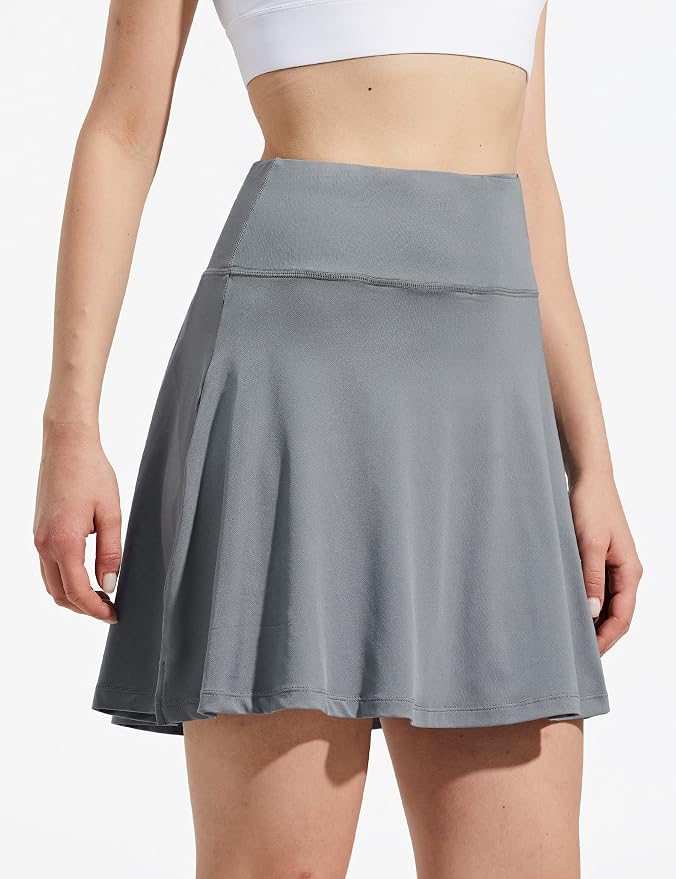 ZUTY 18" High Waisted Tennis Skirt for Women Skorts Skirts with Pockets Casual Modest Long Golf Athletic Running