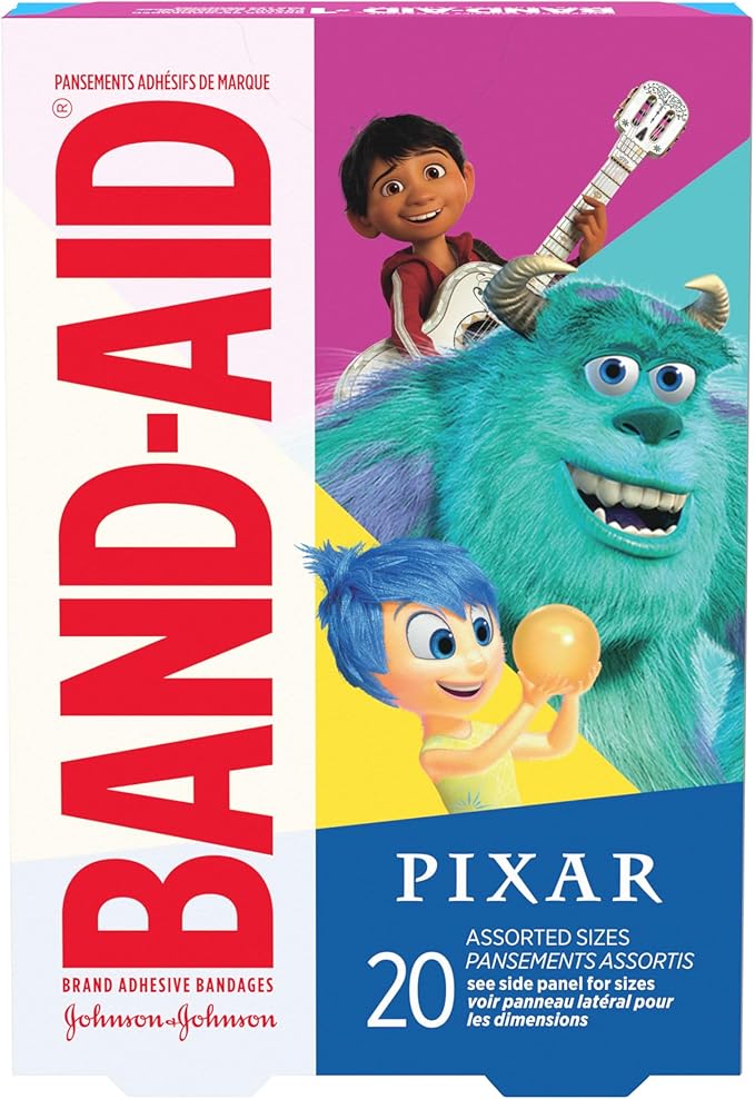 Band-Aid Brand Adhesive Bandages for Minor Cuts & Scrapes, Wound Care Featuring Disney/Pixar Mashup Characters, Fun Bandages for Kids and Toddlers, Assorted Sizes, 20 Count