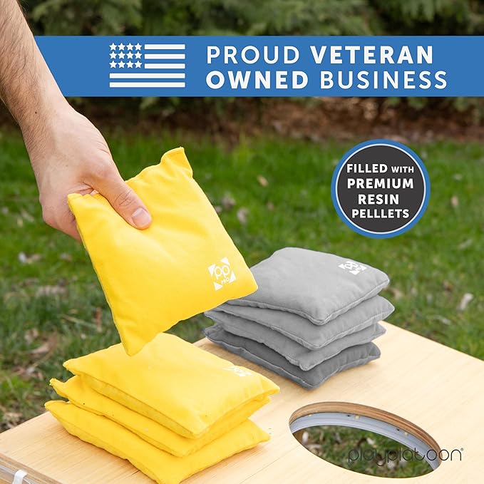 Professional Cornhole Bags - Set of 8 Regulation All Weather Double Sided - Sticky Side/Slick Side Bean Bags for Pro Corn Hole Game