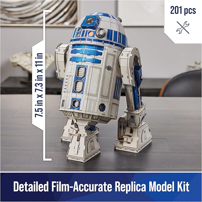 4D Build Star Wars R2-D2 Cardstock 3D Model Kit, Star Wars Gifts, Toys Desk Décor for Fans & Collectors, Adults & Teens 12+
