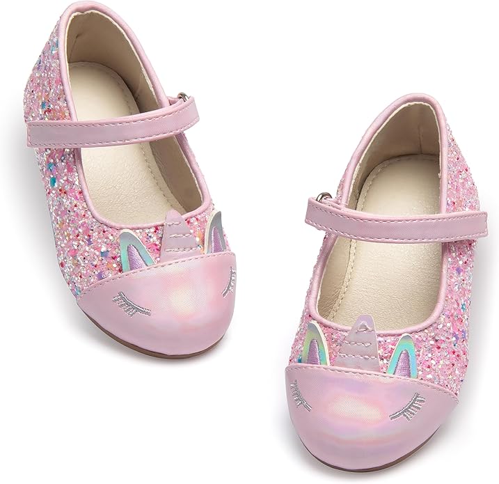 THEE BRON Mary Jane Ballet Flats - Girls' Dress Shoes with Hook & Loop Closure