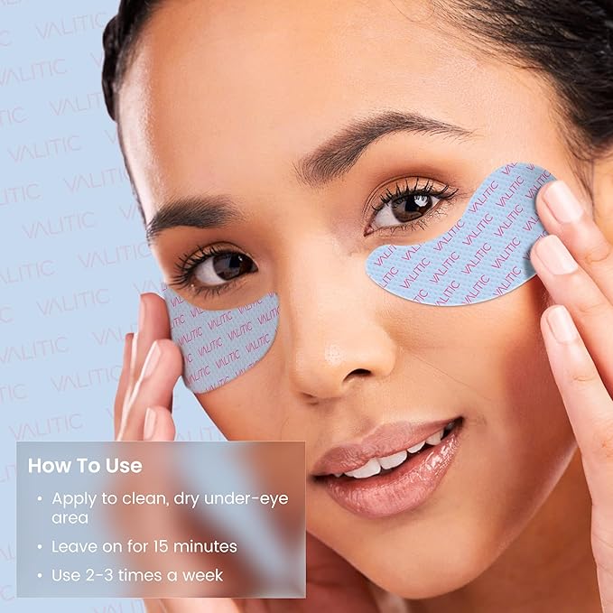 VALITIC Kojic Acid Under Eye Masks - Brightening Under Eye Patches Travel Essentials for Women and Men - Fades Dark Circles and Reduces Puffy Eyes - with Niacinamide, Collagen and Caffeine - 12 Pack