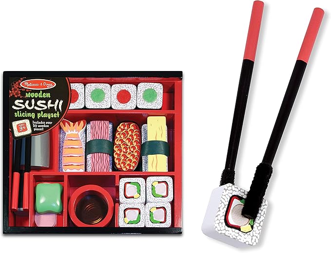 Melissa & Doug Sushi Slicing Wooden Play Food Set