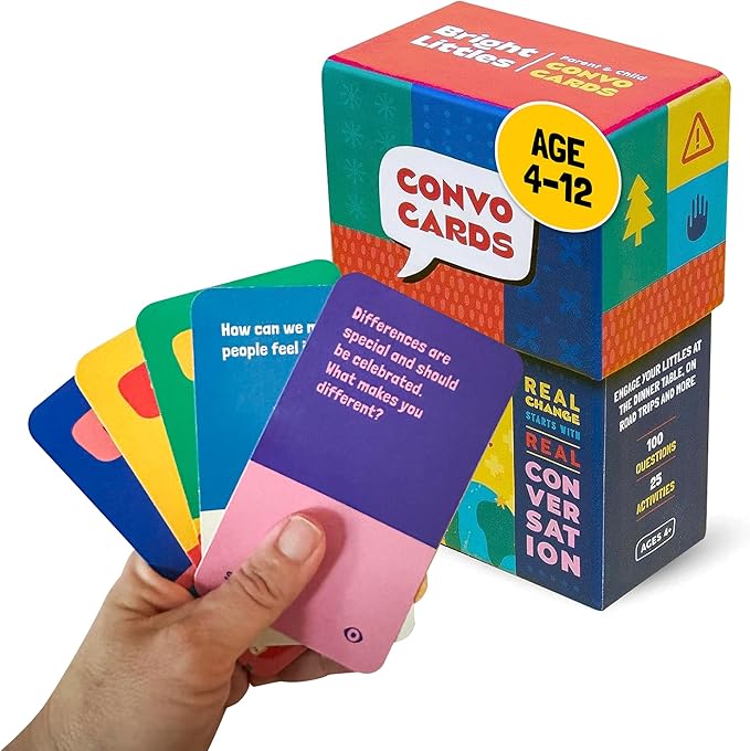 Bright Littles Conversation Cards - Family Bonding & Development Edition: Engage Kids & Parents in Mindful Discussion - Interactive Deck for Group, Table Topics & Game - Connect, Talk, and Grow