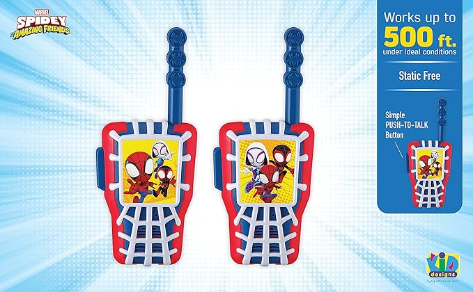 eKids Spidey and His Amazing Friends Walkie Talkies for Kids, Static Free and Extended Range, Indoor and Outdoor Toys (Spidey)