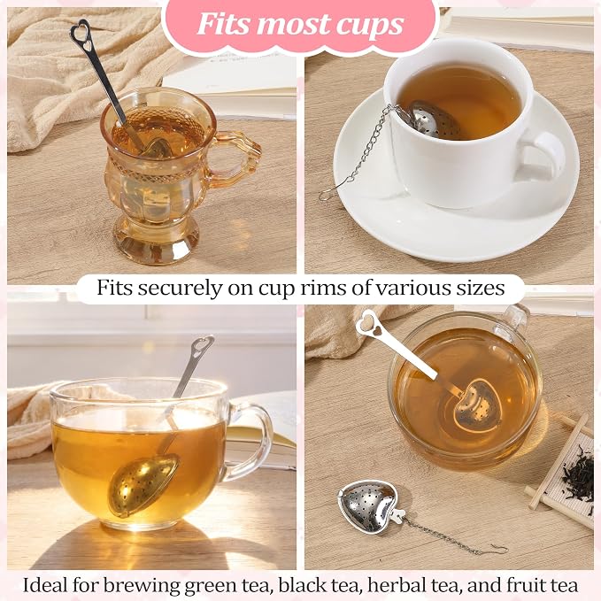 2PCS Tea Infuser Spoon, Fine Mesh Stainless Steel Strainer, Heart Shaped Tea Steeper for Loose Tea, Tea Bag, Herbal Tea