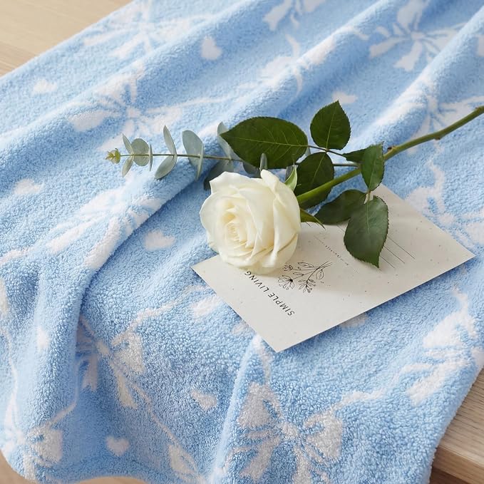 Soft Throw Blanket for Couch-Cozy Reversible Knitted Blankets | Lightweight Warm Fluffy Decor for Women, Mom, Her & Girls, Sofa, Chair, Bed, 50x60in, Blue Bow