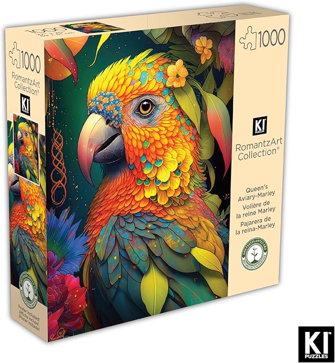 1000 RomantzArt Piece Jigsaw Puzzle for Adults – Queen's Aviary: Marley – Challenging, Hard and Vibrant Gradient Color Puzzle, Gift for Puzzle Lovers, Brain Teaser Home Décor