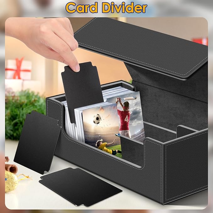 Homthy 1200+ Card Deck Case for Trading Cards, Leather Commander Card Storage Box Magnetic Card Holder Fit for MTG TCG and Sport Cards
