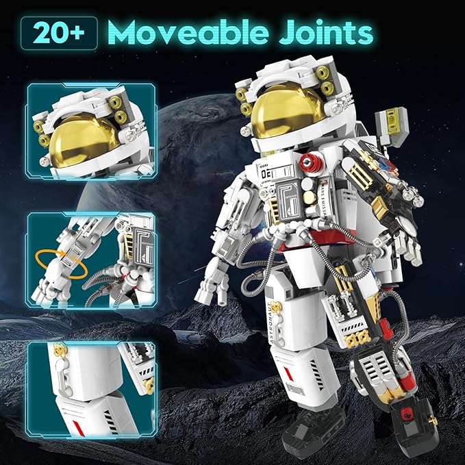 okk Space Astronaut Building Set, Space Toy for Kids, Collectible Astronaut Toy with Display Stand, Creative Space Exploration Astronaut Building Kit Gifts for Adults Boys Girls (652 Pieces)