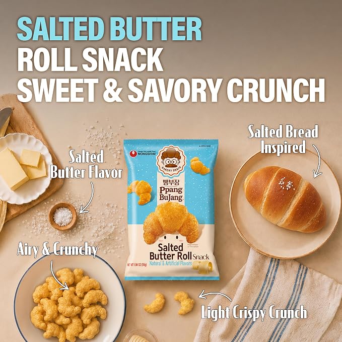 Nongshim Sweet Korean Snack Variety Pack, Asian Snacks Box, 3 Count | Korean bakery-style sweet snack variety with brown rice syrup, chocolate and salted-butter profiles
