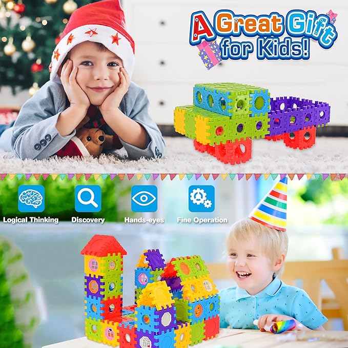 FUBAODA Building Blocks for Toddlers & Kids 180 Pcs Toy Building Sets – STEM Building Toys –Interlocking Building Blocks for Toddlers and Kids