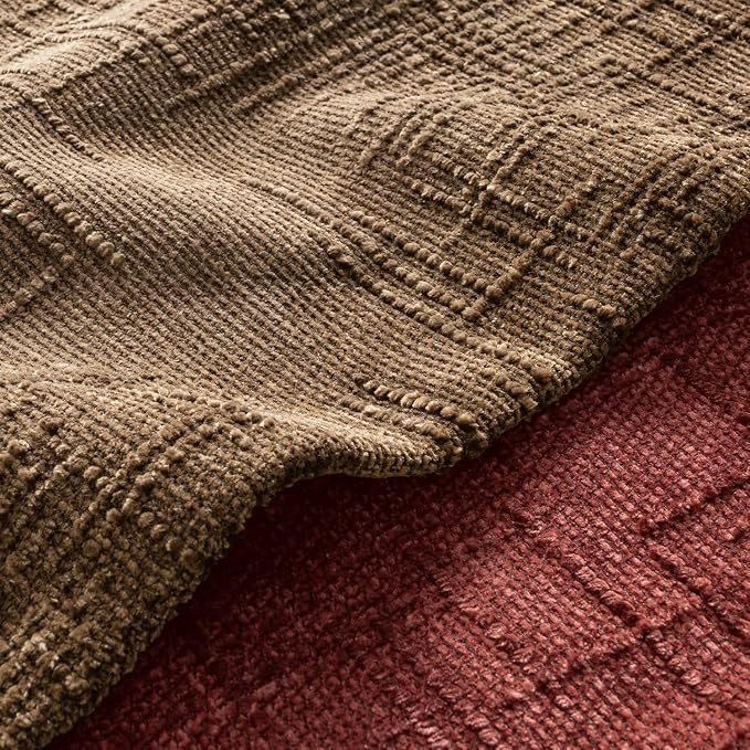 MIULEE Chenille Textured Fall Throw Pillow Covers Toffee 20x20 Set of 2 | Slubby Decorative Pillows, Boho Farmhouse Rustic Home Decor, Modern Neutral Cushion Covers for Couch Sofa Bed Living Room
