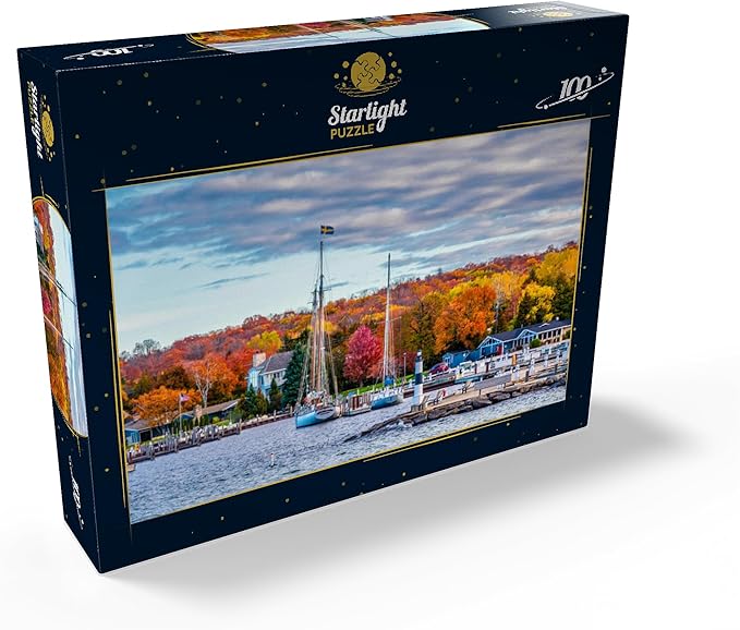 MyPuzzle Sister Bay Town Harbor View in Door County Wisconsin - Premium 100 Piece Jigsaw Puzzle for Adults