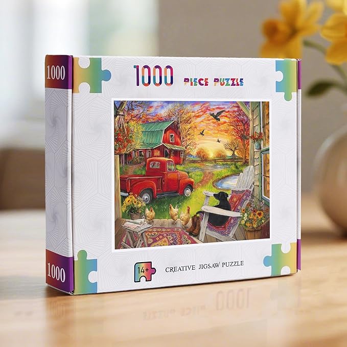 Dog and Farm Scenery Puzzles for Adults 1000 Pieces, Impossible Hard Difficult Challenging Jigsaw Puzzle 1000 Pieces, Christmas Birthday Gifts Home Decor for Adults/Friends/Family