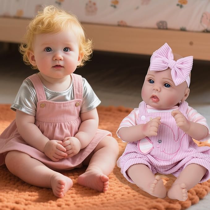 Milidool Lifelike Reborn Baby Dolls Realistic Baby Girl Dolls 18Inch Newborn Baby Girl with Pink Doll Clothes with Elephant Pattern for Kids Age 3+