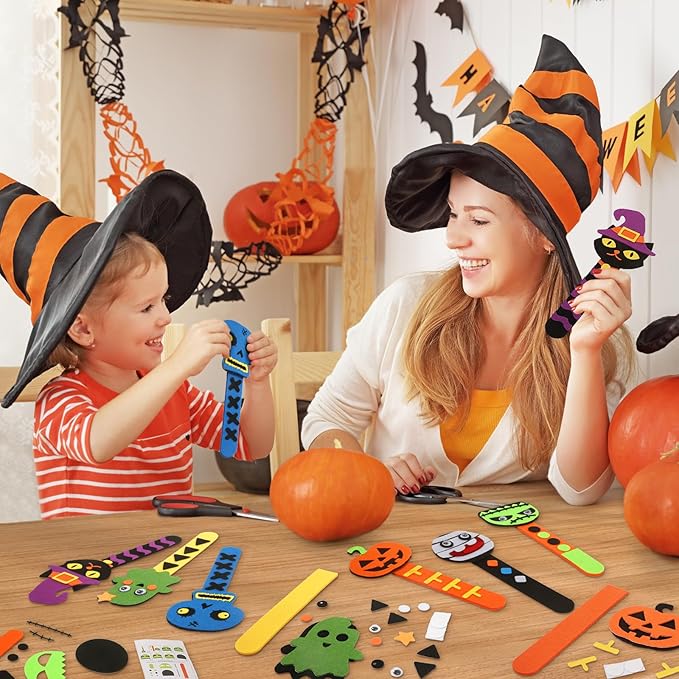 Letapapa Halloween Crafts for Kids Ages 4-8, 24 Pack DIY Bookmarks for Halloween Party Favors Trick or Treat,Goodie Bag Stuffers,School Classroom Prizes for Kids Art and Craft Activities
