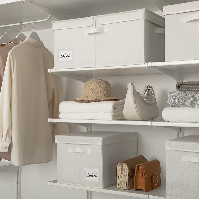 GRANNY SAYS Large Storage Bins with Lids, Decorative Storage Boxes with Double-Lids, Extra Large 63L Closet Organizer for Clothes, Toy Storage Chest, Ivory, 1-Pack