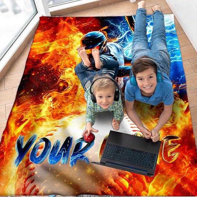 Boys Blanket Gift Personalized Baseball Throw Blankets for Kids Teens - Baseball Party Decor Stuff 50X60 Inches Soft Warm Custom Sport Throw for Sofa Couch Bed Office
