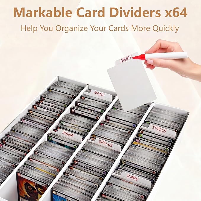 RLAVBL 4 Pack Trading Card Storage Box, 3200 Count Cardboard Card Boxes with Dividers for Sports, MTG, TCG, Toploader, 4 Row